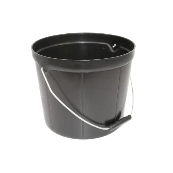 12l round black bucket with steel handle