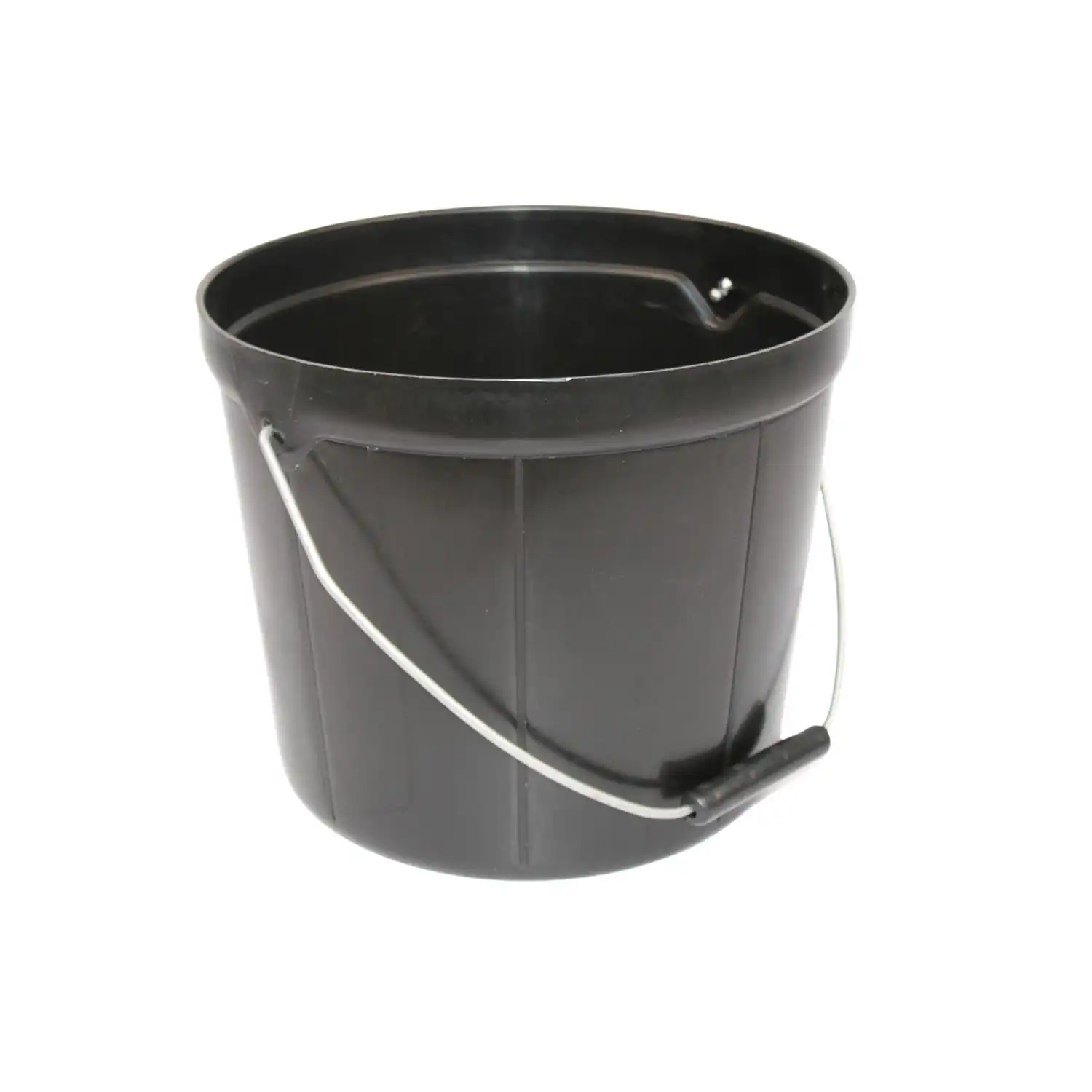 12l round black bucket with steel handle