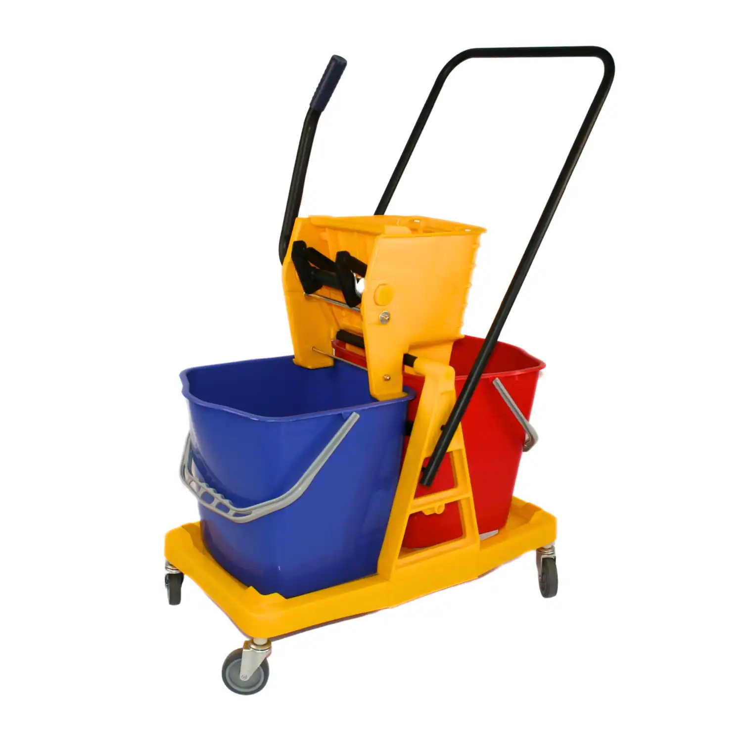 plastic double mop wringer bucket with plastic trolley